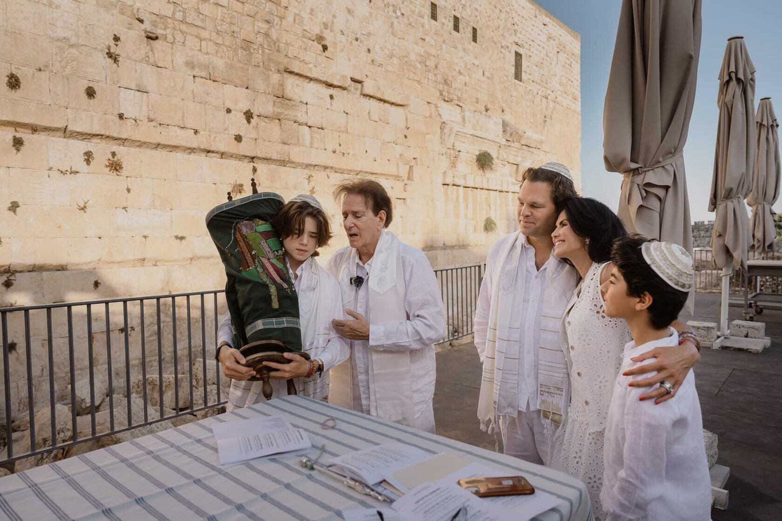 A bar mitzvah Torah reading beside the ancient walls of Jerusalem